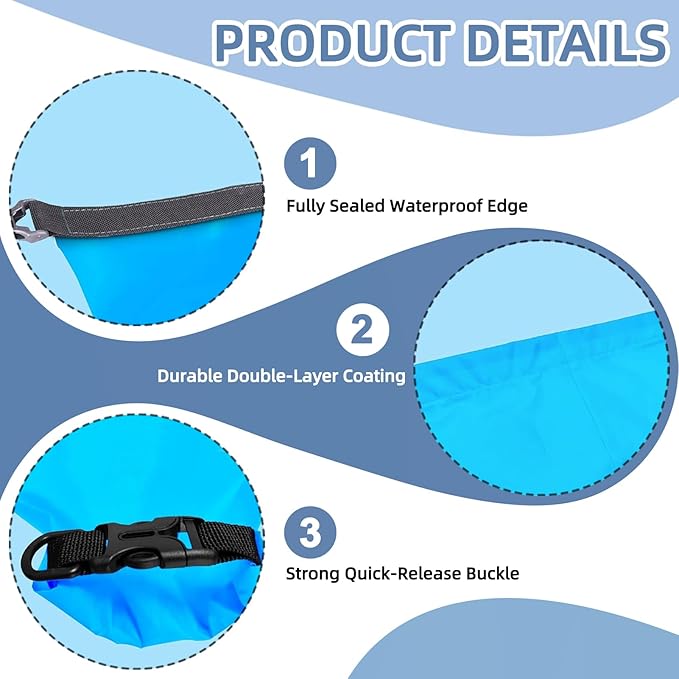 6PCS Dry Bags Waterproof, Lightweight Dry Bags for Kayaking Waterproof,Outdoor Waterproof Bag for Kayaking Hiking Boating Camping