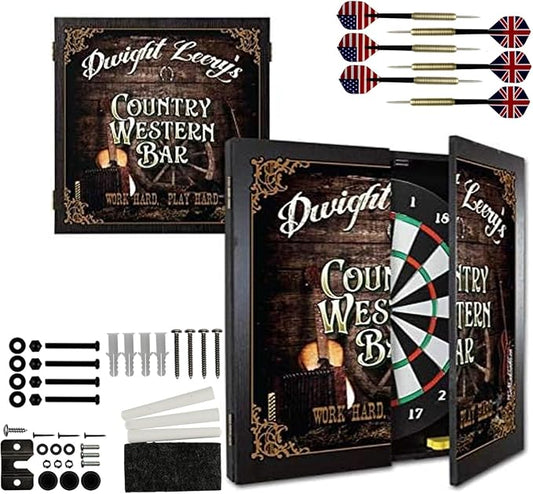 THOUSAND OAKS BARREL CO. | Personalized Dartboard & Cabinet Set with 6 Steel Tip Darts
