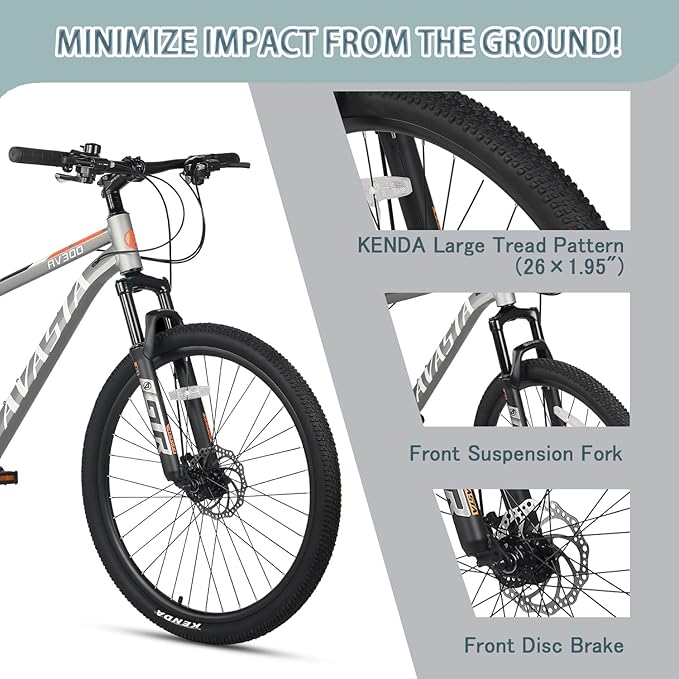 AVASTA AV300 26 27.5 inch Mountain Bike with 21-Speed,Aluminum Frame, Dual Disc Brake, Comfortable Saddle,Multiple Colors