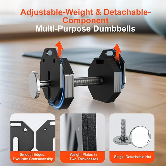 Adjustable Dumbbell Sets 160LBS/180LBS Durable Steel Build, Free Weights Dumbbells Set with Barbell/Kettlebell Handle Sets 3-in-1 Multifunctional Dumbbell Fitness Exercises for Home Gym Suitable Men/Women 80LB/90LBX2