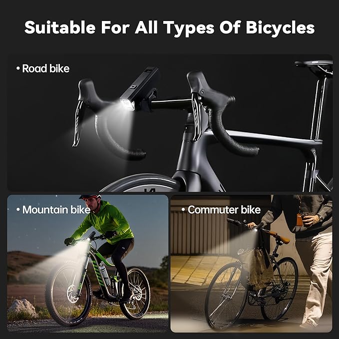 2 Packs Bike Light Set Super Bright Focus Adjustable Front Headlight and Rear LED Mountain Bicycle Light, Mount Included JB866