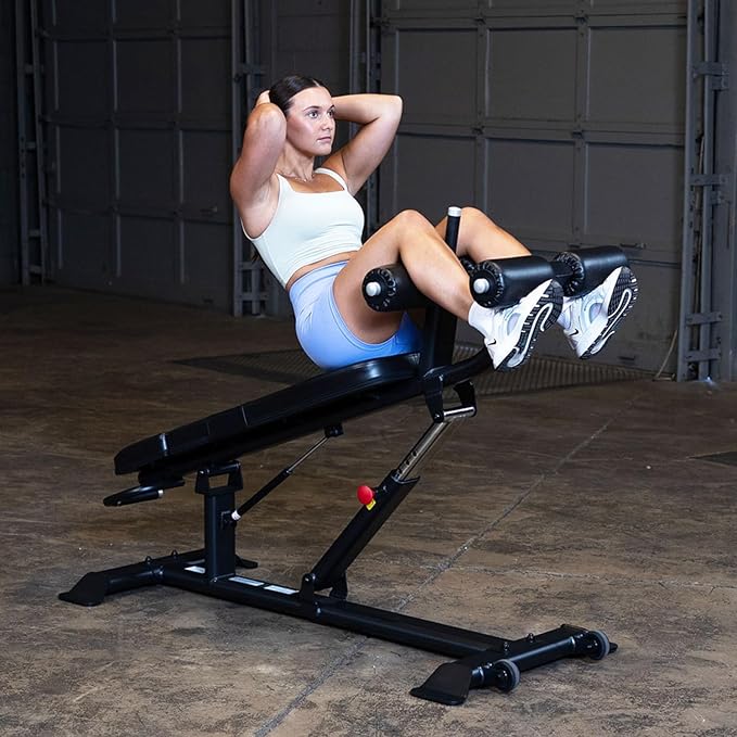 Pro ClubLine (SAB500B) Ab Bench by Body-Solid - Adjustable Sit Up/Weight Bench for Full Abdominal, Decline, Incline, and Flat Exercise, Black Finish