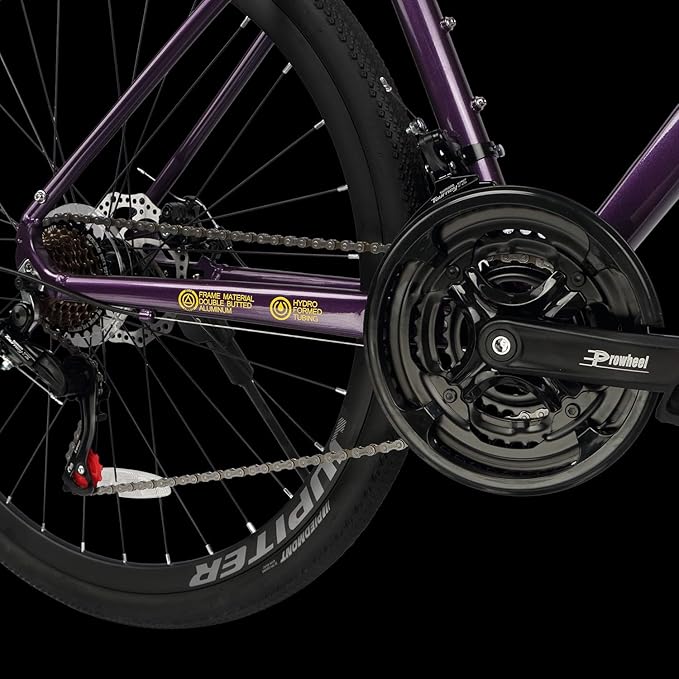 AVASTA Jupiter 700C Road Adult Step-Over Hybrid Cycling Bike Bicycle, Aluminum Frame, 21-Speed, Dual Disc Brakes, Multpile Colors for Men Woman Male Female