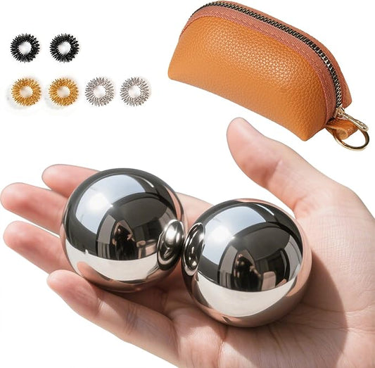 Baoding Balls 2.1 Inch Stainless Steel Meditation Balls, Hand Exercise Massage Balls for Home Office Exercise, Stress Relief, Anxiety Reduction (Without Bell Sound)