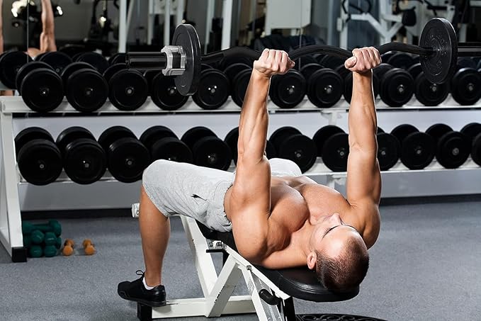 RitFit 2 Inch EZ Curl Bar with Weights, 700LBS Weight Capacity Olympic Curl Barbell for Bicep, Tricep and Weight Lifting Exercises