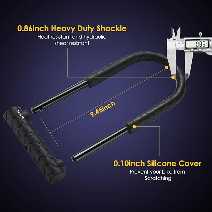 Bike U Lock,Heavy Duty Combination Bicycle u Lock Shackle 4ft Length Security Cable with Sturdy Mounting Bracket and Key Anti Theft Bicycle Secure Locks