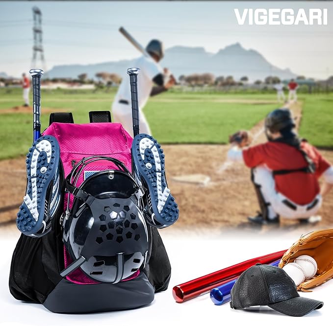 | Baseball Bag Softball Bat Bag, Double-layer Baseball Backpack Adult with Gear Klip To Hold Baseball Glove, Baseball Essential Gear, Youth Baseball Bag for Boys, Girls, Baseball Accessories