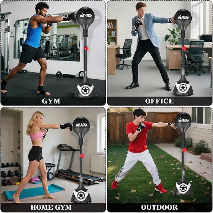 Boxing Speed Training Sandbag with Suction Cup, Boxing Reflex Bag for Teens and Adults, Height Adjustable - Home Gym Equipment