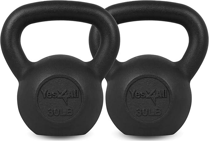 Yes4All 5-80 lbs Cast Iron Kettlebell for Dumbbell Weights Exercises, Gym, Full Body Home Workout Equipment, Push up, Grip and Strength Training