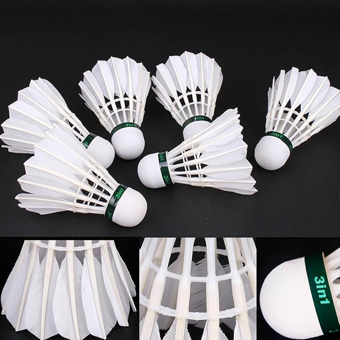 12-Pack Goose Feather Badminton Shuttlecocks with High Durability Badminton Birdies Balls Model 901