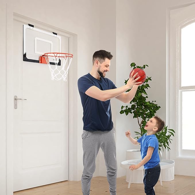 ropoda Indoor Basketball Hoop, Mini Hoop with Remote Controll, 7 LED Lights, 3 Modes Scoreboard, Mini Hoop with 4 Balls Over The Door, Basketball Hoop Indoor, Toys Gifts for Kids Adults