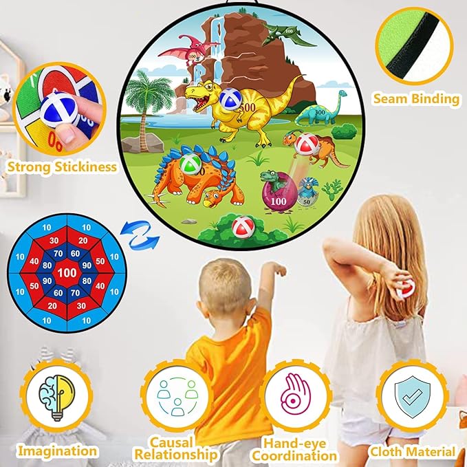 Dart Board for Kids Ages 4-8 - 29" Double-Sided Dart Board with Sticky Balls and Darts,Boys Toys for Ages 8-13,Valentines Day Gifts for 7 8 9 10 11 12 13 14 Year Old, Indoor/Outdoor Party Game Toys