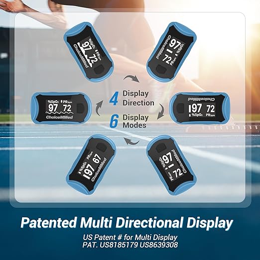 ChoiceMMed C29 Pulse Oximeter - Fingertip Pulse Oximeter Blood Oxygen Saturation Monitor - Large OLED Screen SPO2 Monitor with Lanyard and Carrying Case