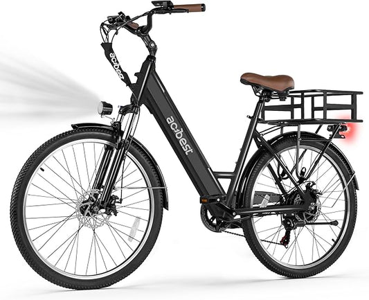 Cores Electric Bike for Adults, 26" Electric Commuter Bike with 1200W Peak Motor, 28MPH 70 Miles Max, 48V 576Wh Removable Battery, 7-Speed City Cruiser Mountain E Bike for Commuting
