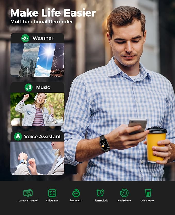 Smart Watch Fitness Tracker (Answer/Make Calls), 24/7 Heart Rate Spo2 Blood Pressure Monitor Sleep Tracker, 114 Sports Modes Calorie Step Tracker Pedometer, Waterproof Activity Tracker for Women Men