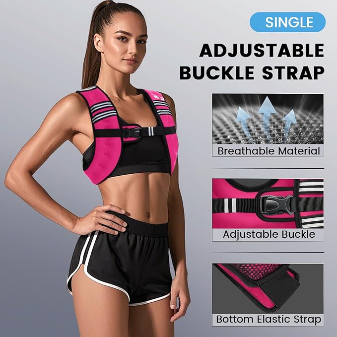 Weighted Vest Woman, 6 LB Womens Weight Vest for Walking, Strength Training Weight Vests for Men, Reflective Stripe Fitness Vest for Workout Running Jogging