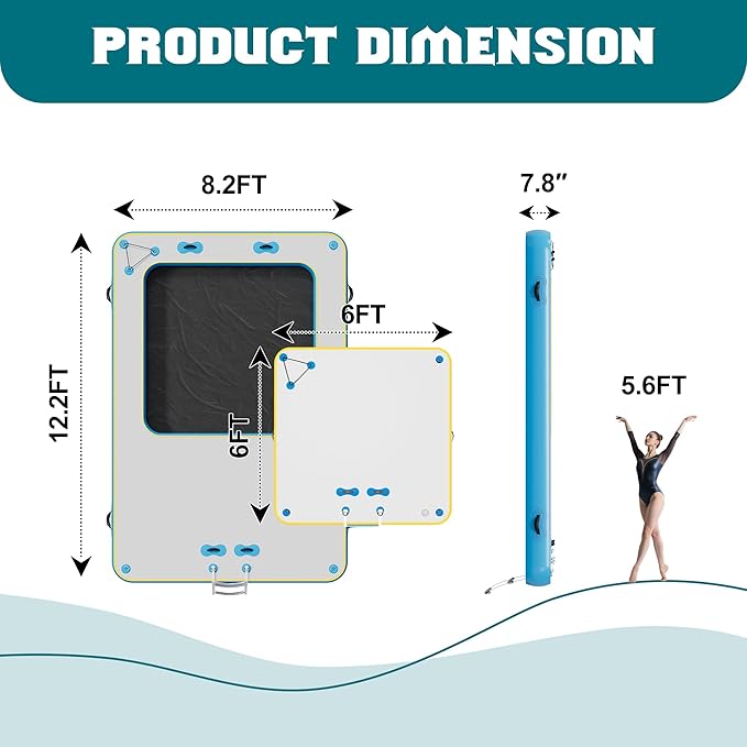 Specraft Inflatable Floating Dock, Non-Slip Air Dock Platform loating Island Raft with Rope Ladder for Pool Lake Beach Ocean