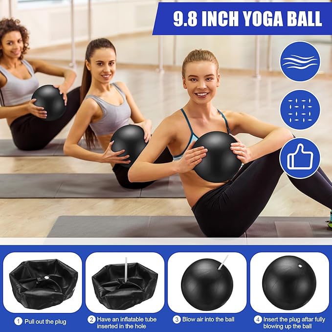 10 Pcs Pilates Ring Set for Women Home Yoga Equipment Accessories Pilates Ring Circle and Ball Workouts Gift Include Ball Yoga Circle Resistance Bands Block Straps Gym Bag