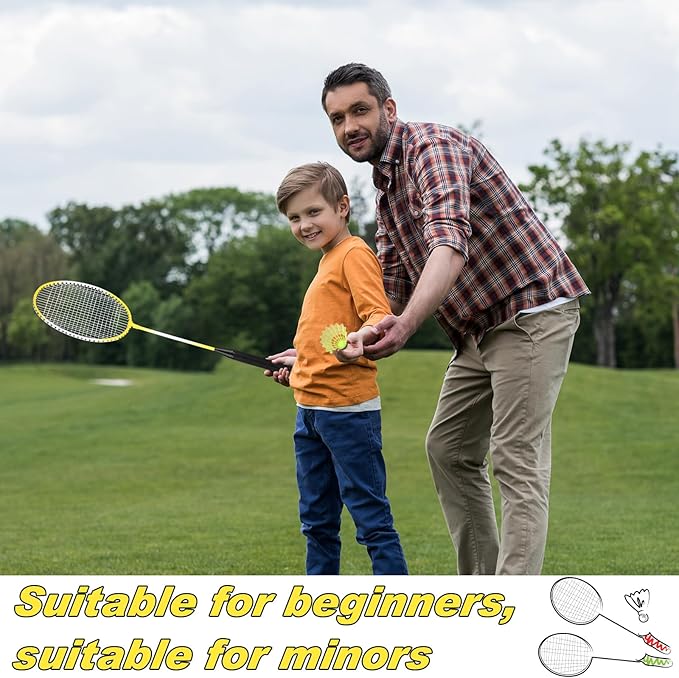 12 Pack Badminton Rackets Set Including Rackets, Nylon Shuttlecocks and Carry Bag for Outdoor Backyard Games Beginners