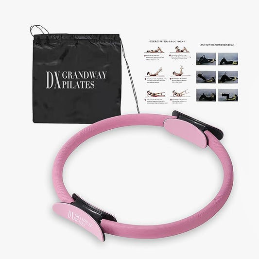 Premium Pilates Ring Fitness Circle - Lightweight Durable Foam Padded Handles, Flexible Resistance Exercise Equipment for Toning Arms, Thighs, Legs & Core