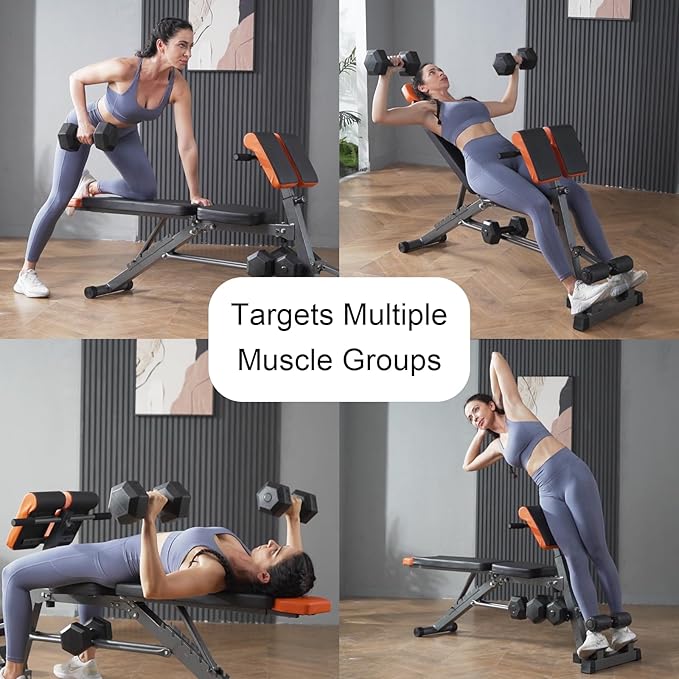 Roman Chair Hyperextension Bench – Adjustable Back Extension Machine for Glutes, Hamstrings & Lower Back – Foldable Multi-Purpose Workout Equipment for Home Gym