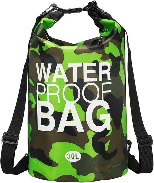 Waterproof Dry Bag, 30L Fit for Women Men Water Proof Bags Lightweight Dry Storage Floating Backpack with Whistle for Travel Boating Kayaking (Green Camouflage)