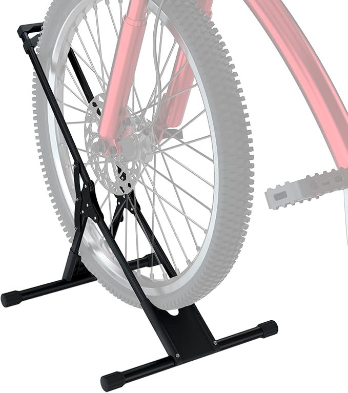 RELIANCER Adjustable Bike Storage Stand,Bicycle Floor Parking Rack,Steady Bike Wheel Holder Fit All Mountain & Road Bikes,Indoor Outdoor Cycling Storage Organizer,Apartment Garage Cycle Tires Holder