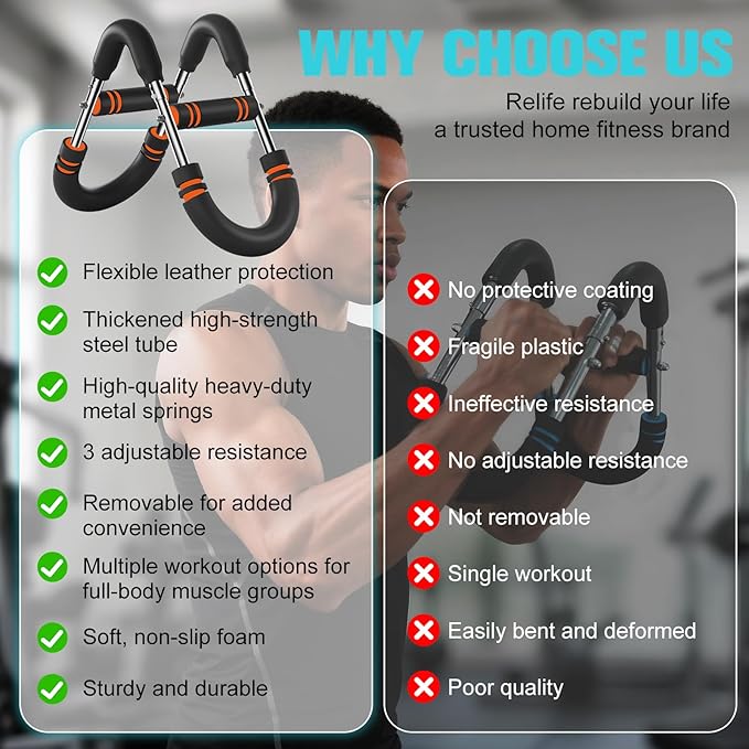 Relife Twister Arm Trainer,40-130lbs Arm Trainer for Forearms & Chest Muscle Training Workout,Adjustable Spring Resistance Chest Exercise, Portable Home Gym Strength Equipment for Men & Women