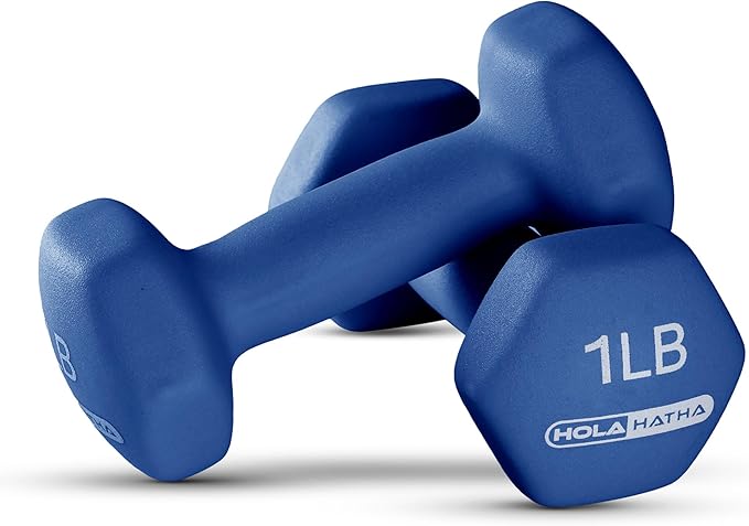 HolaHatha 2, 3, 5, 8, and 10 Pound Neoprene Dumbbell Free Hand Weight Set with Rack, Ideal for Home Exercises to Gain Tone and Definition, Pastel