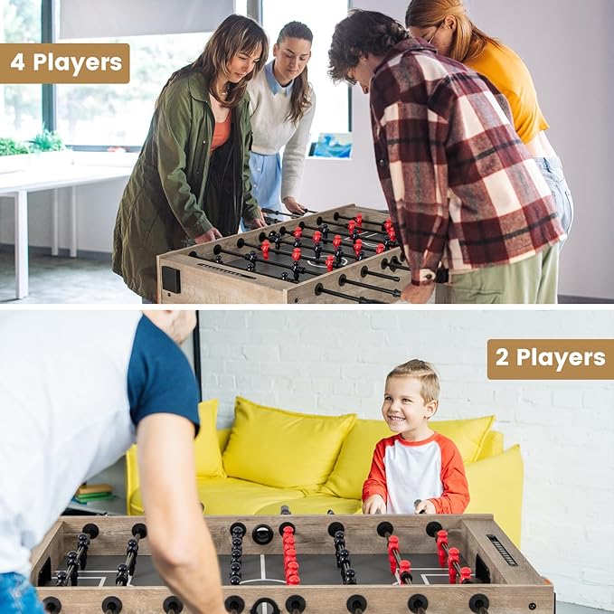 GYMAX Foosball Table, 54 Inch Full Size Soccer Table Game with 2 Balls and Folding Cup Holders, Foosball Table Adult Size for Home, Game Room, Office
