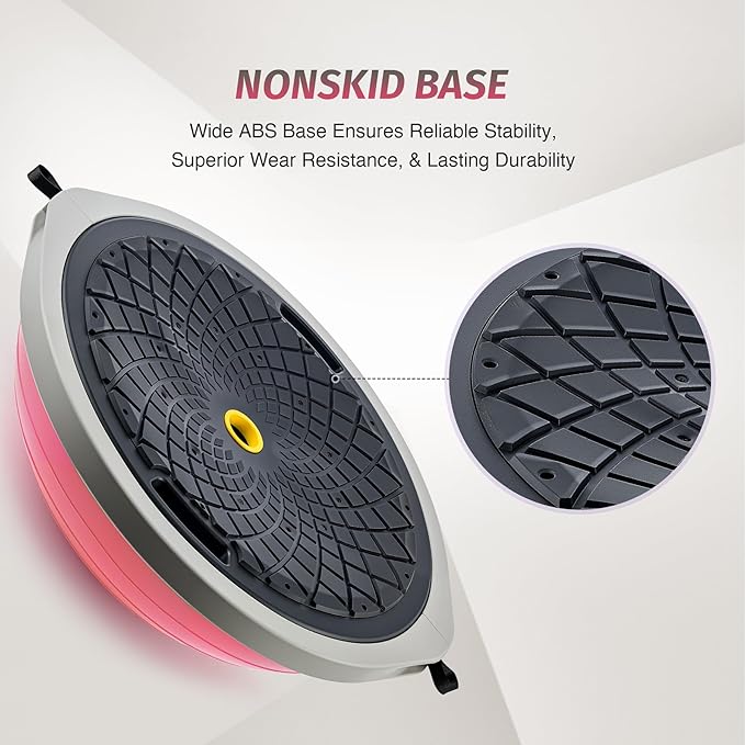 ZELUS 25in. Balance Ball | 660lb Inflatable Half Exercise Ball Wobble Board Balance Trainer w Nonslip Base | Half Yoga Ball Strength Training Equipment w 2 Bands, Pump, Extra Ball Included