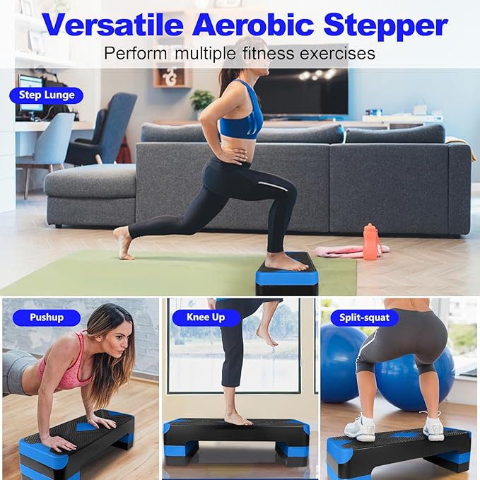 Exercise Workout Aerobic Step Platform Trainer, 27" Aerobic Stepper with 4"-6"-8" Adjustable Height Risers