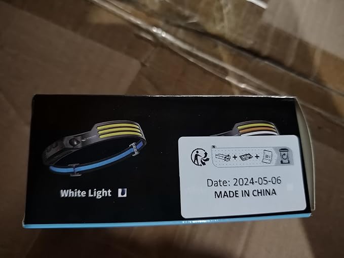 Smiling Shark LED Headlamp, 230°Wide Angle 3*Multi-Color Light Strips The Brightest Head Lamp Rechargeable with Motion Sensor Waterproof Headlight for Camping Hiking Outdoor, Head-Lamp-LED-Hat-Light