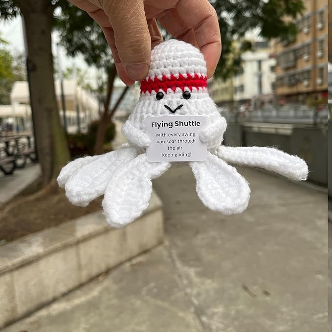 Emotional Support Badminton Gifts, Crocheted Badminton Plush Decor, Funny Positive Crochet Badminton Stuffed Doll Plushies