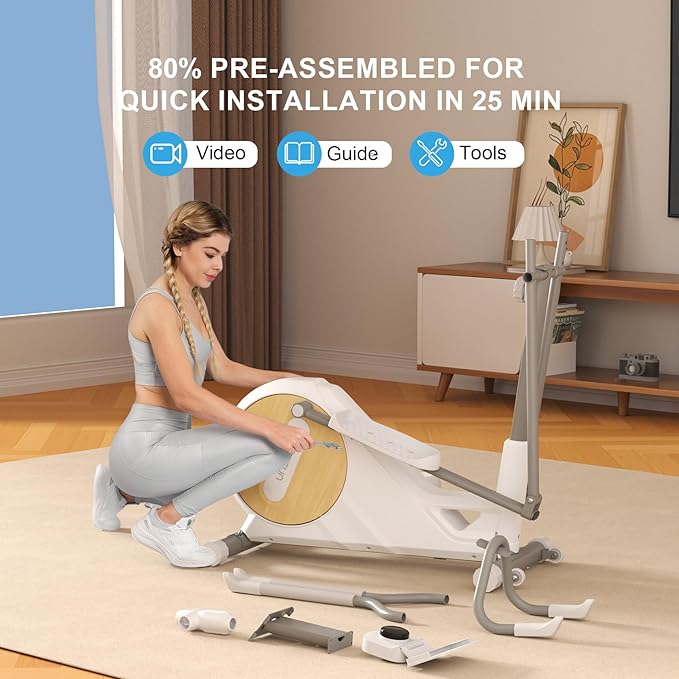 Elliptical Exercise Machine for Home,3-in-1Compact Training Machines with 16 Resistance Levels,14LB Flywheel,Low Impact Magnetic Cross Trainer,Quiet Portable Elliptical for Seniors&Small Spaces
