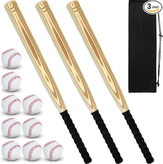 13 Pieces Kids Foam Baseball Bat and Ball Set Includes 3 Pcs 27'' Safe T Ball Bat with 9 Pcs Soft Baseballs 1 Storage Bag for Hitting Indoor Outdoor Sport Gift Playing Game (Classic)