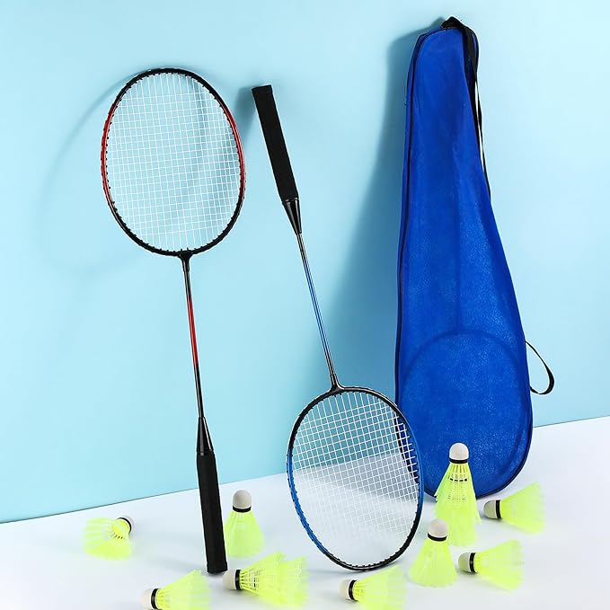 12 Pack Badminton Rackets Set Including Rackets, Nylon Shuttlecocks and Carry Bag for Outdoor Backyard Games Beginners