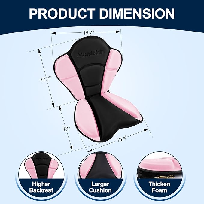 Thickened Kayak Seat with Back Support, Sit On Top Cushioned Canoe Backrest Molded Foam Seat for SUP Paddle Board Fishing Boat Long Trip