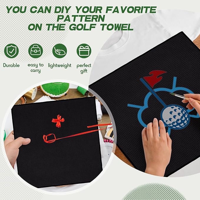 Batiyeer Golf Towels Bulk for Bags 16'' x 16'' Microfiber Waffle Pattern Golf Towel with Clipfor Mini Tournament, Club, Yoga, Fitness
