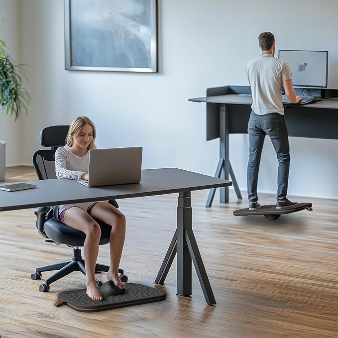 Balance Board For Standing desk|2-in-1 Dual-Sided Balance trainer & Anti-Fatigue Standing Mat| 360-Degree Wobble Board For Home Gym,Office