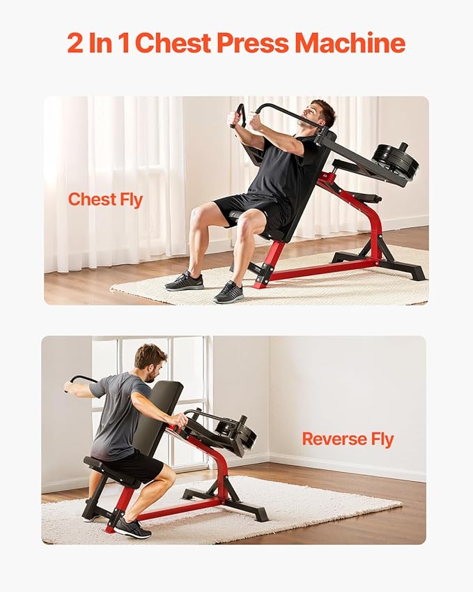 VEVOR Chest Press Machine, Bench Press Set, Adjustable Flat Incline Bench with Independent Converging Arms, Upper Chest Equipment, Fitness Home Gym Equipment Chest