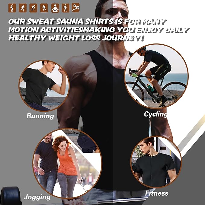 Sauna Sweat Suits Shirt Vest Waist Trainer for Men Compression Workout Shapewear Excersize Gym Clothes Working Out