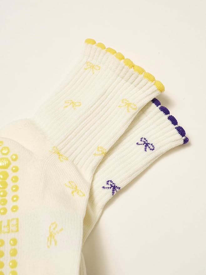 Crew Half Calf Grip Socks, Cutest Fruits Pilates Socks, Ruffle socks, Non-Slip, Barre Yoga Fitness