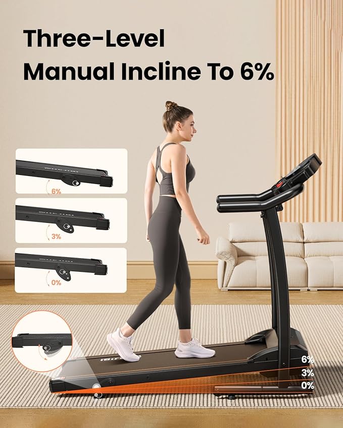 Treadmills for Home, 3.0HP Quiet Brushless Foldable Treadmill with Incline, Small Space Portable Running Walking Machine, 300 Lbs Capacity with Bluetooth APP & Pulse Monitor
