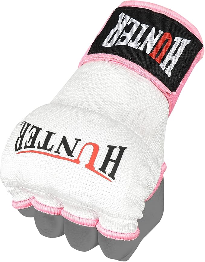 HUNTER Gel Padded Inner Gloves with Hand Wraps for Boxing, Quick Elastic Training Wraps for Men & Women, Muay Thai MMA Kickboxing Martial Arts Knuckle Wrist Protector (Pair)