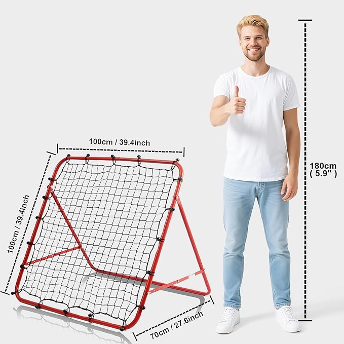 Soccer Rebounder Net - Portable Bounce Back Trainer for Soccer, Baseball, Softball & Lacrosse | Adjustable Practice Target Pitchback Net for Backyard Training Equipment Gift for Kids & Adults
