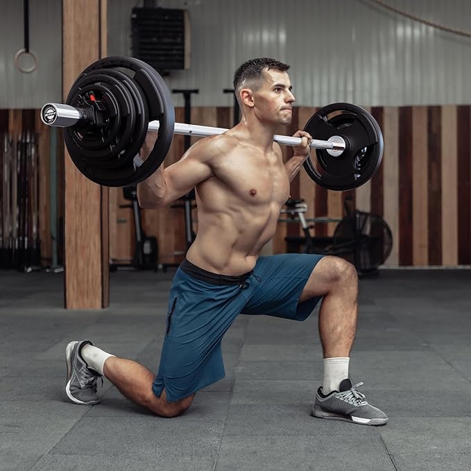 RitFit Barbell Weight Set - 4/6FT Olympic Barbell with Weight Plates (55-275LB Total) - Weightlifting Equipment for Squats, Curls, Deadlifts, Presses, Hip Thrusts