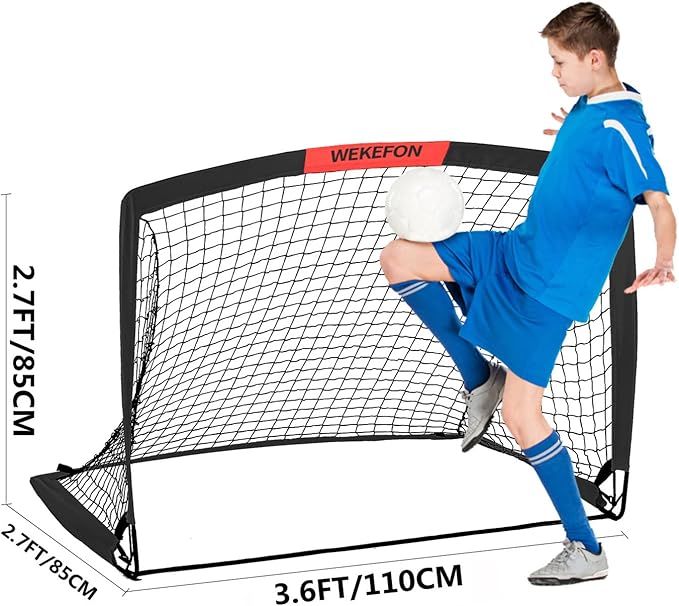 Soccer Goal with Carry Bag, 10/9MM Strengthen Pole, Arched Design, Kids Soccer Goals for Backyard Set 5x 3.1/3.6x2.7/2.9x2.4ft Portable Pop Up Soccer Nets for Toddler, Adults, Youth Games, Play, Gifts