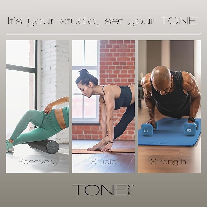 Tone Fitness Neoprene Dumbbell Set with Storage Rack – Non-Slip, Anti-Roll Hand Weights for Home Gym Workouts | 20 lb, 32 lb, & 50 lb Options