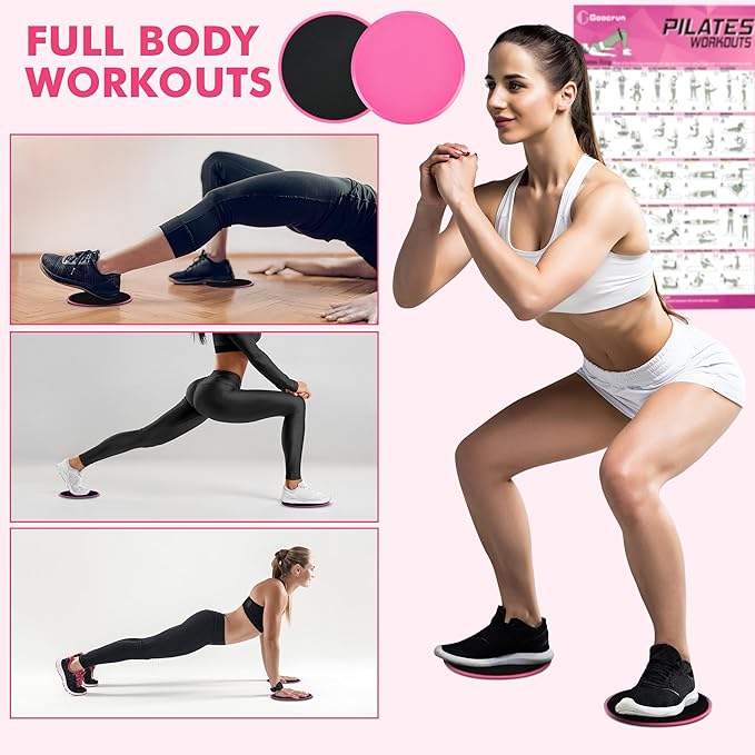 Pilates Ring Set Exercise Equipment with Exercise Bands Resistance Bands Set, Pilates Ball, Sliding Disks ā Workout Equipment Home Gym Includes Complete Fitness Poster
